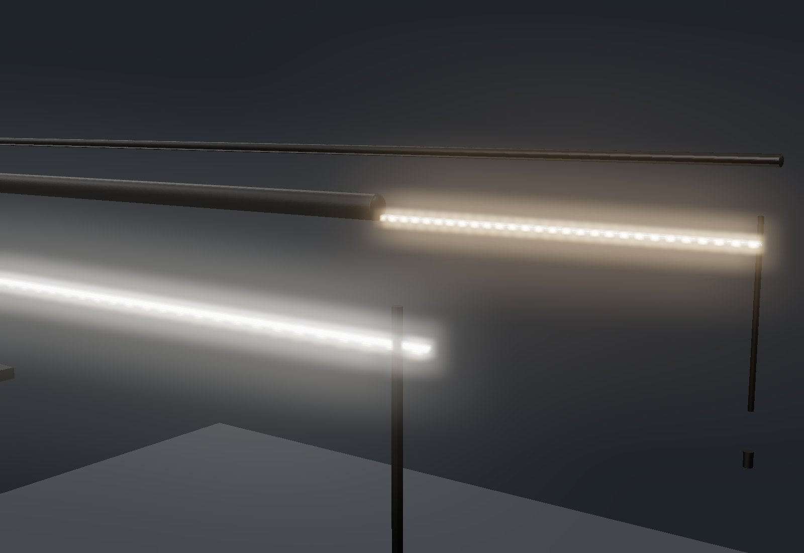 Chi tiết thi công đèn LED Ø13: trụ Ø6 rỗng đi dây và chân cắm Ø10 xuyên mặt quầy